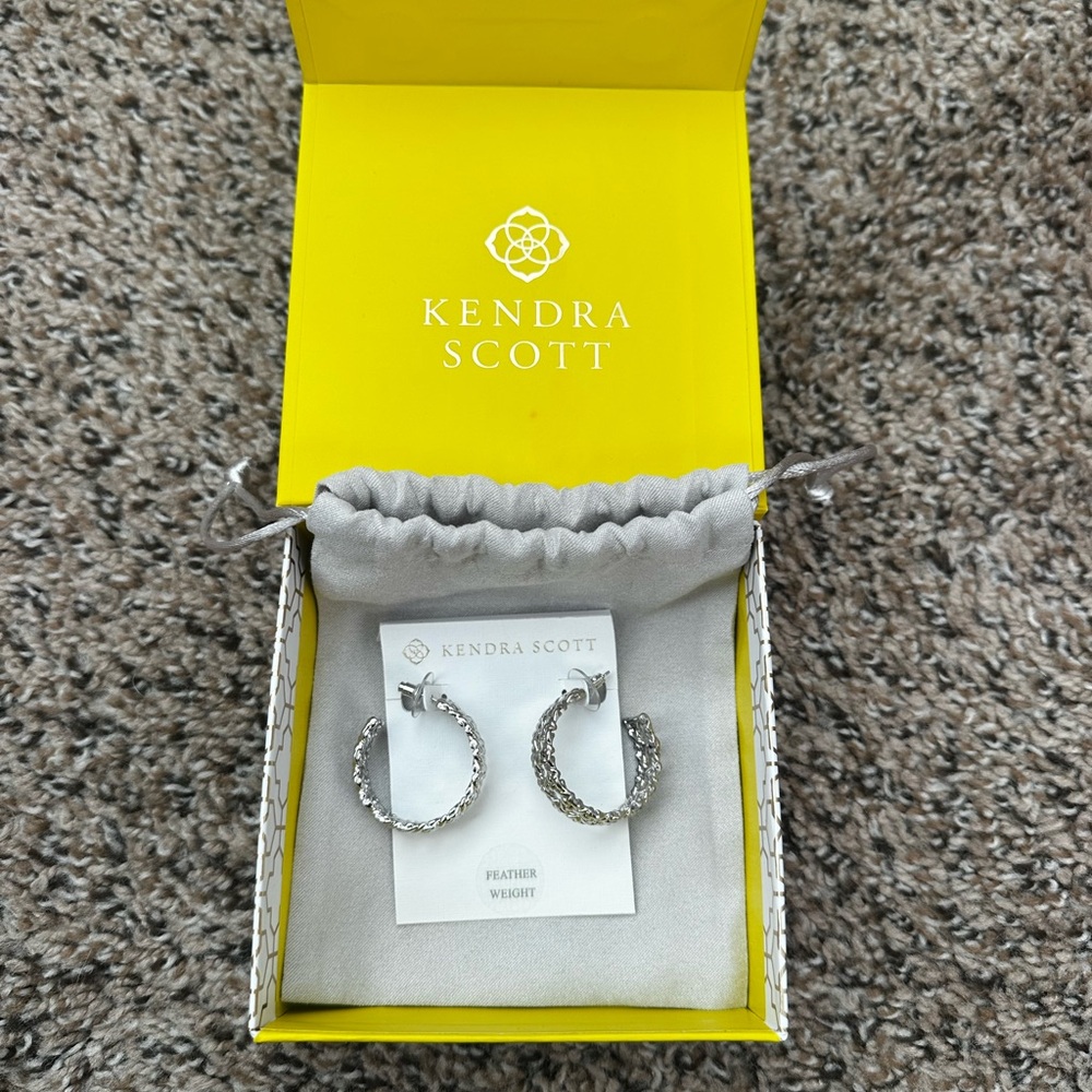 Kendra Scott Silver Textured Hoop Earrings
